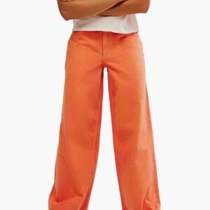 NWT FREE PEPOLE WATERFALLS BAGGY WIDE LEG DENIM JEANS - SIZE 27S - OKLAHOMA SUN